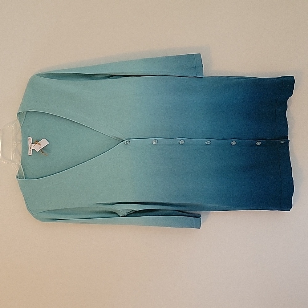 Issac Mizrahi Live! Ombre Cardigan Long Sweater, Size Large